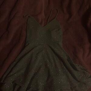 Elegant Sage Green Glitter Dress